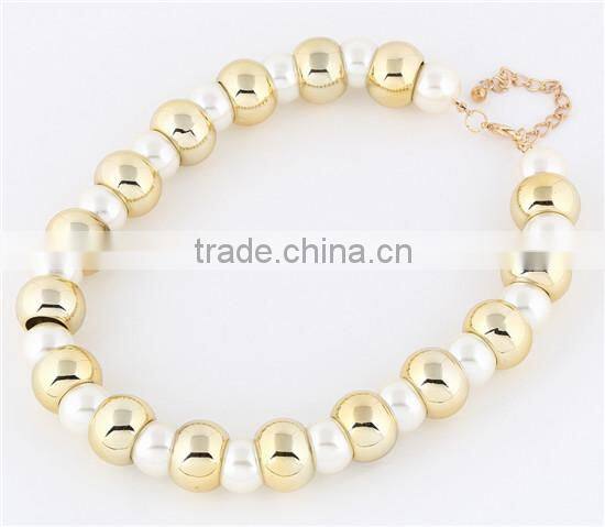 2014 hot selling short beads necklace top fashion large faux pearl bead choker necklace
