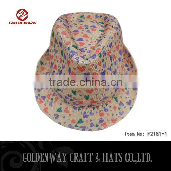 Custom blue child fedora hat with heart