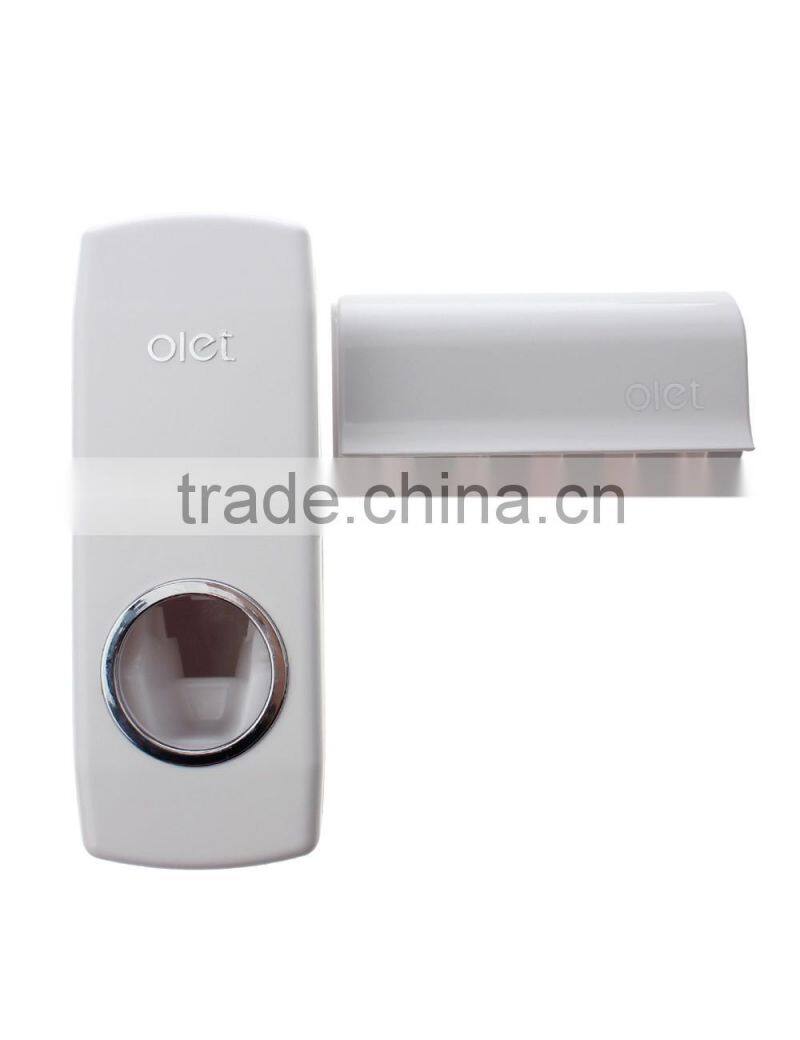 Toothpaste Dispenser Wall Mounted Automatic Toothpaste Squeezer Toilet Brush Holder Hands Free Dust-proof Toothpaste Squeezer