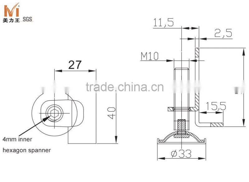 Steel Threaded Glide Adjustable Leveling Feet for Furniture