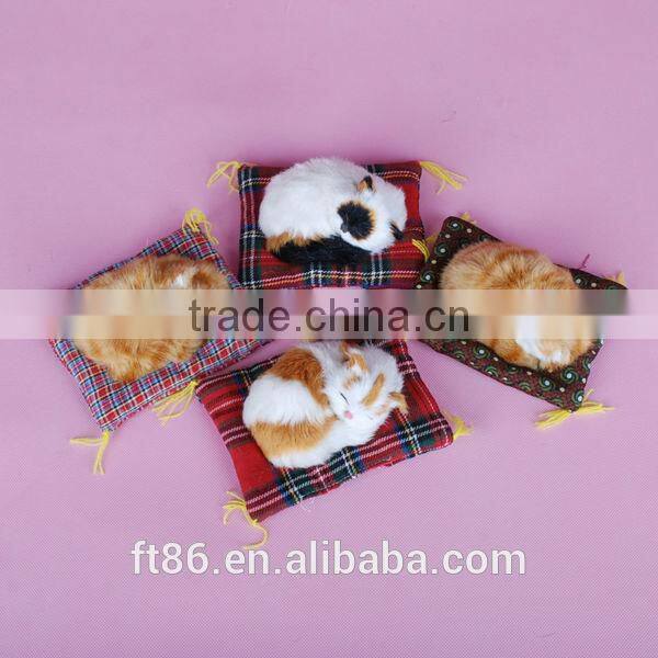 Plush Fur toys crafts popular Christmas decoration animal model sleeping little cat