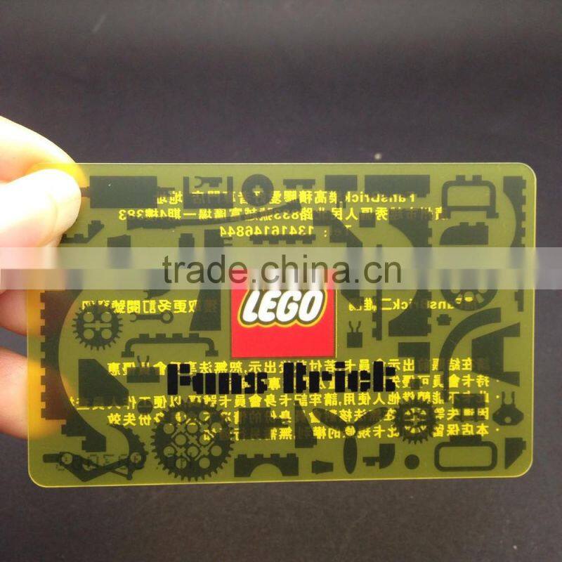 Transparent pvc material business visiting clear card