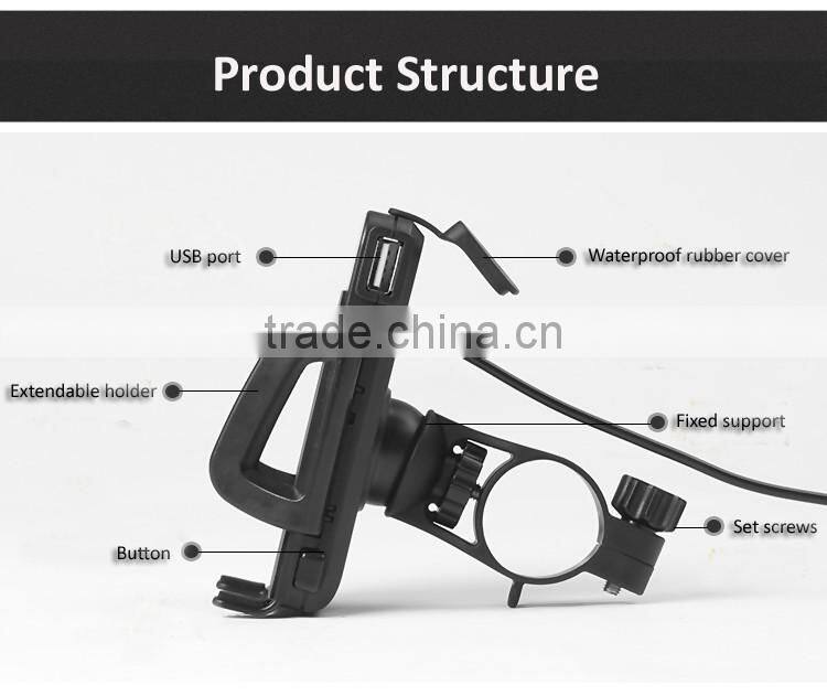 Waterproof motorcycle mobile phone charger with phone holder