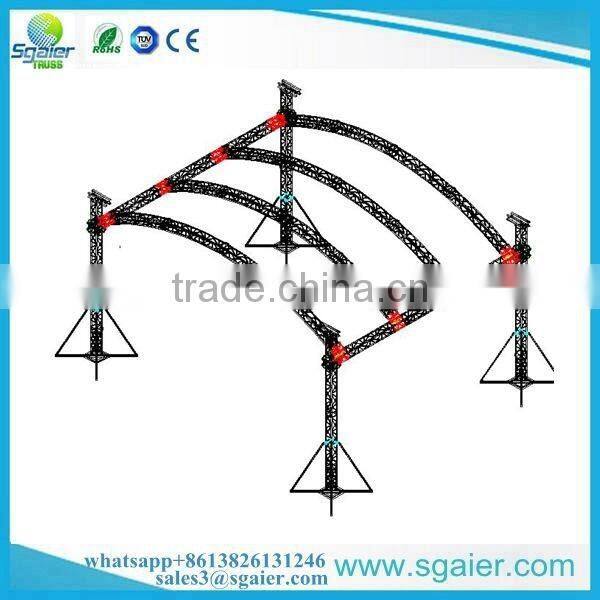 Aluminum arch roof truss ,curve roof truss 4 pillar 12m by 10m for sale