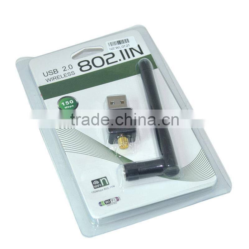 portable hot selling Mini 150M 300mbps USB WiFi Wireless Network Card 802.11 n/g/b LAN card Adapter with Antenna