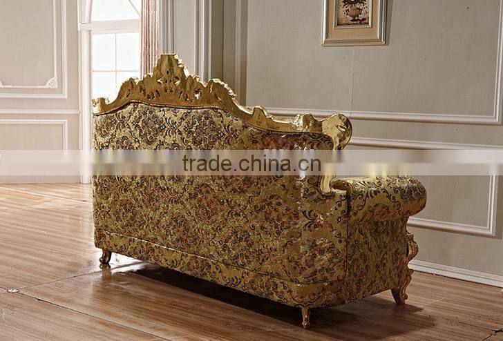 New classic living room furniture wooden hand carved fabric sofa set
