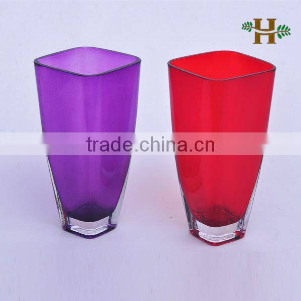 Handmade round glass vase with the carved butterfly, clear home use glass fish bowl