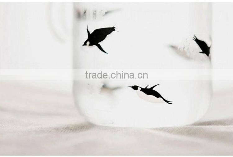 New design Christmas gift polar pattern glass polar bear penguin cup