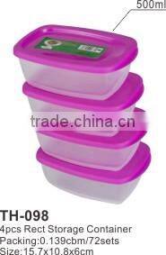 4 PCS Rectangular Storage Container,food storage container,plastic storage box