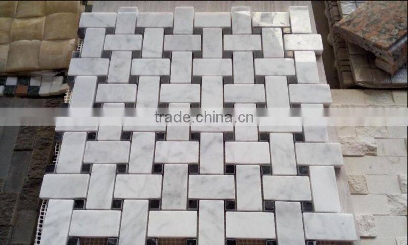 Basketweave Mosaic Tiles Bianco Carrara Mosaic Tile Carrara Marble Mosaic