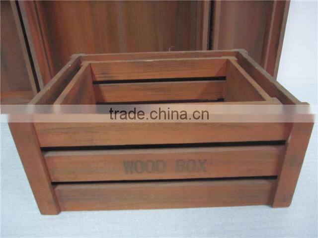 customization paulownia wood crate with wheels and handle