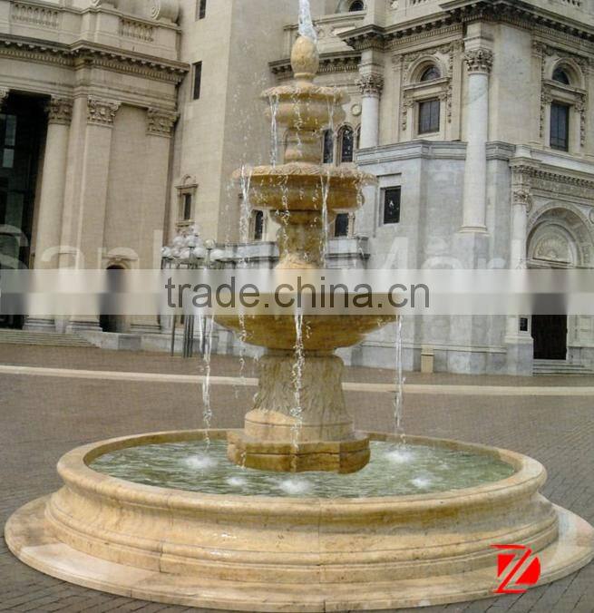 yellow travertine fountain,marble water fountain sale