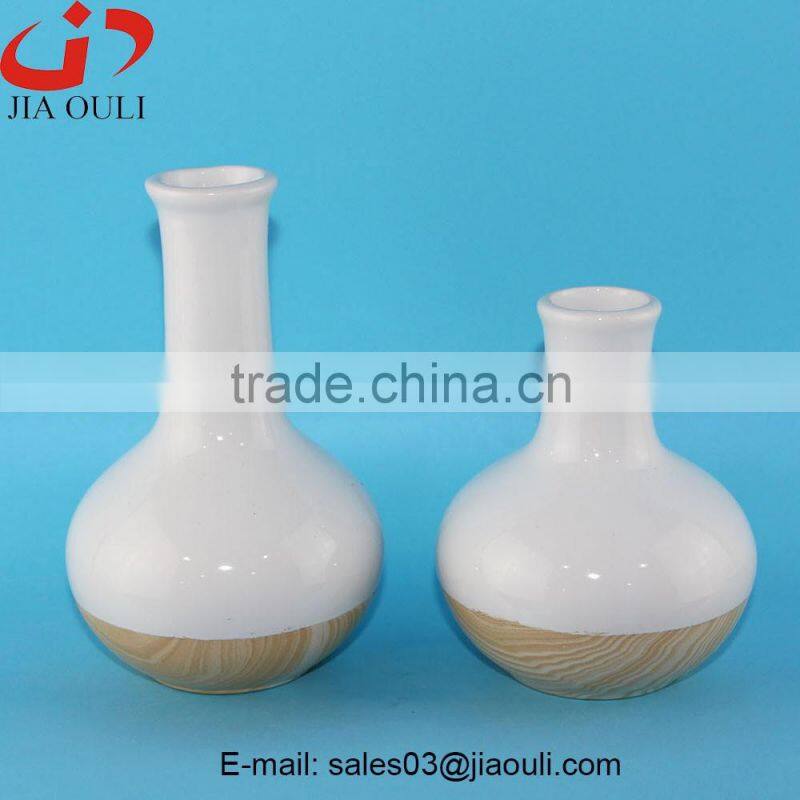 Popular design Water transfer printing wood ceramic vase, mini flower vase