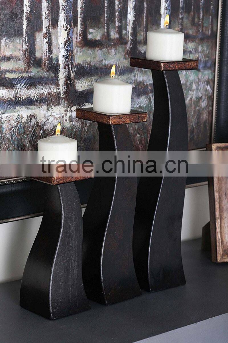 Home Decor Wood Candle Holder , Set of 3