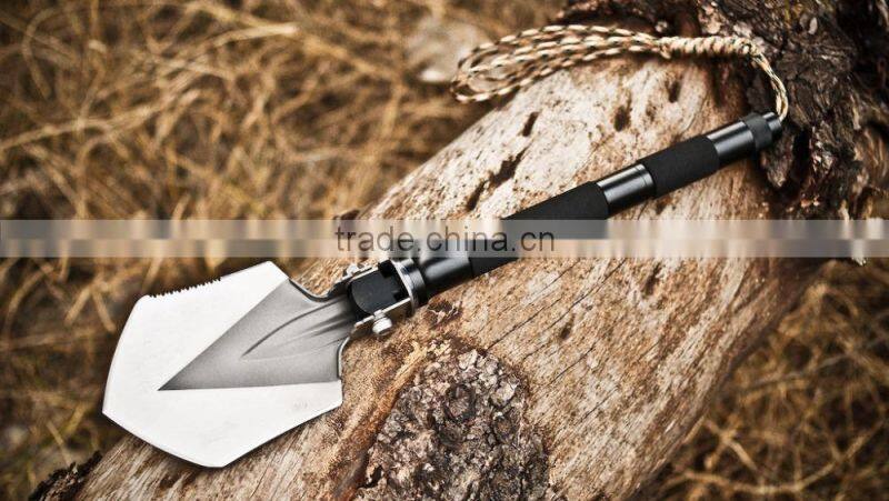 Patented 10-in-1 Outdoor Emergency Shovel with Knife Hoe Hammer Fire Flint