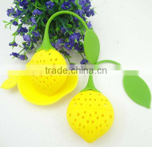 Lovely Strawberry Silicone Tea Infuser Strainer Herbal Spices Leaf by Silicone Strainer color yellow