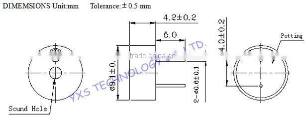 diameter 9mm height 4.2mm passive buzzer 5.5ohm 8ohm 16ohm 42ohm 9042 type