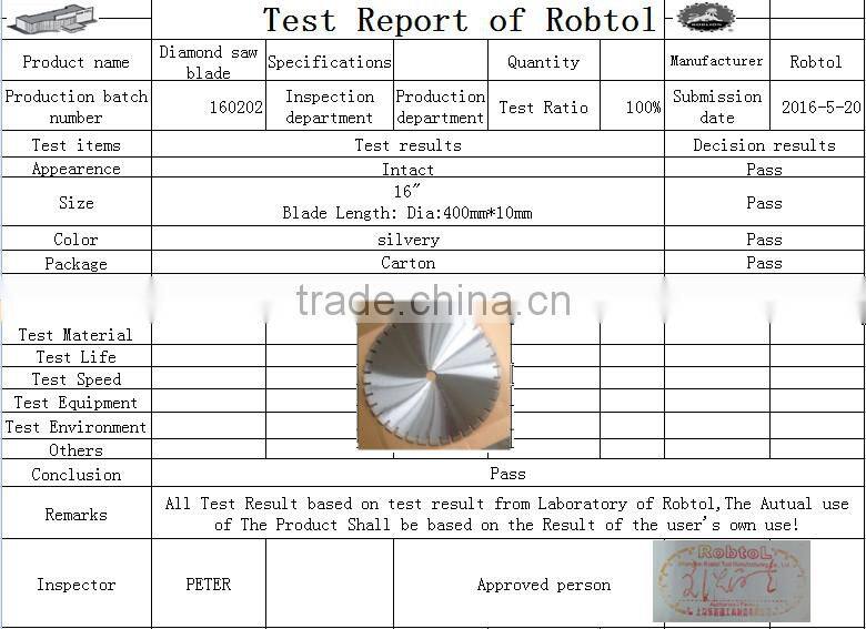 16" Granite Diamond Saw Blade Bridge Circular Disc Cutting Segmented