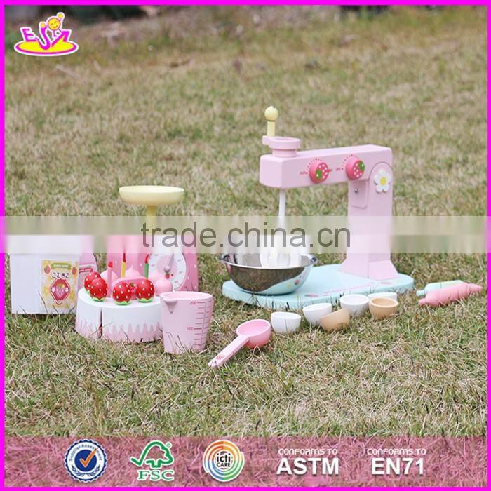 2017 New products children pretend play wooden toy set make a cake W10D013