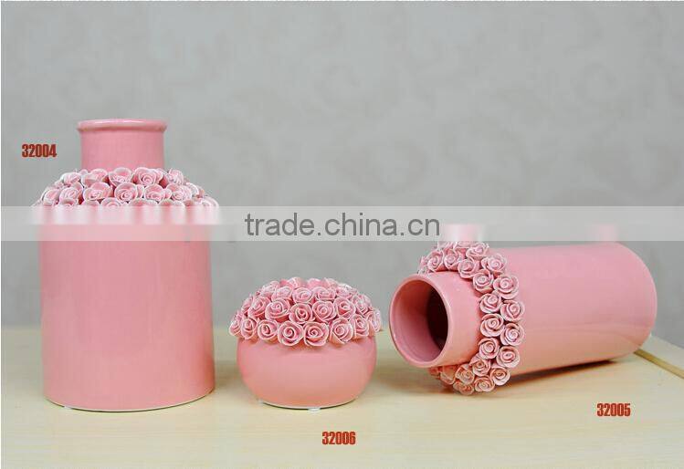 Garden Rose ceramic handicraft candle holders home decoration ceramic candle wholesale