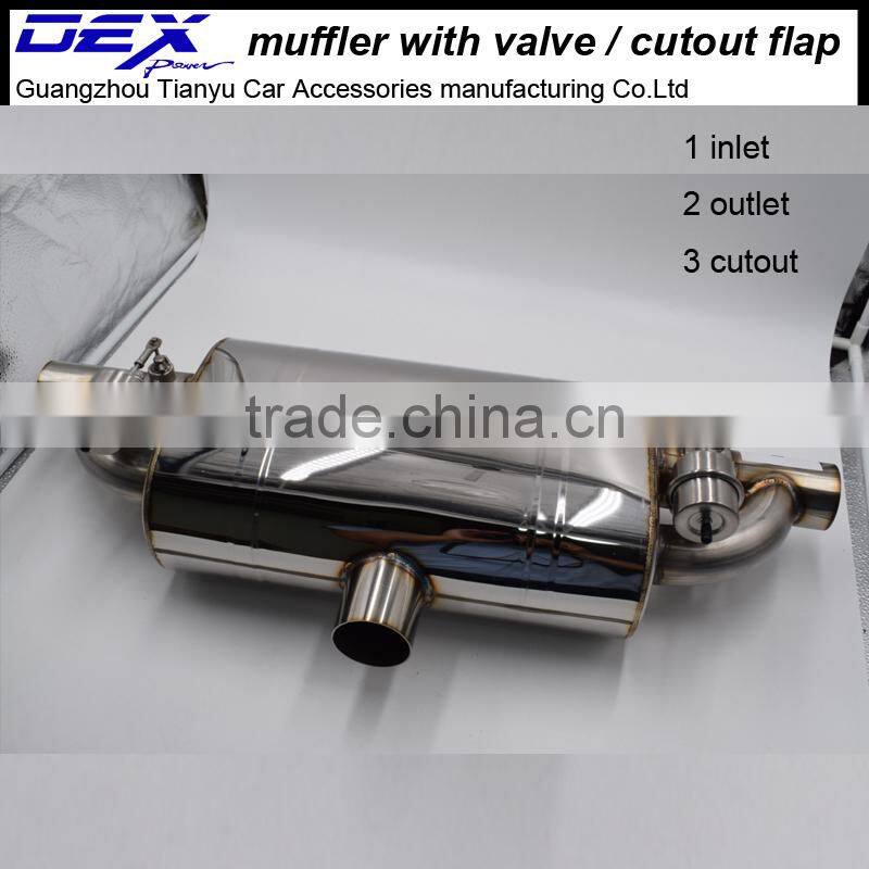 racing performance muffler with exhaust valve in exhaust system