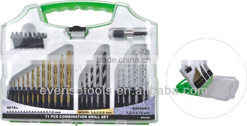 74pcs combination drill bit set in plastic case