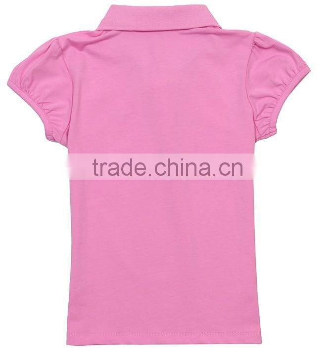 Applique short sleeve 95% cotton 5% spandex girls polo shirts