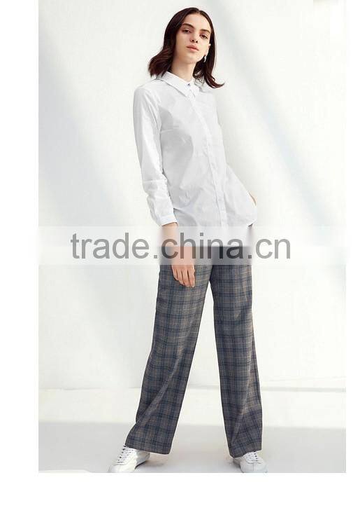 Custom cotton+spandex long sleeve fashion ladies blouses shirts for women