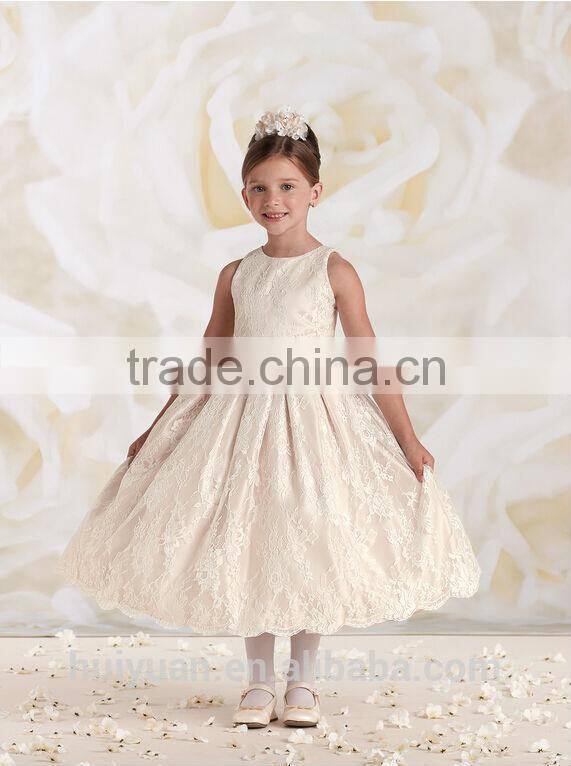 beautiful lace round neck baby gown burgundy flower girl dresses