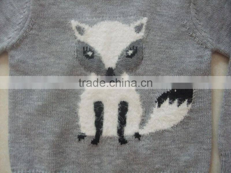 100% cotton long sleeve Child Sweater with Fox pattern (BKNB5354)