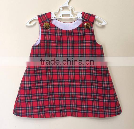 New fashion red plaid children boutique toddler clothing lovely baby girl summer dress
