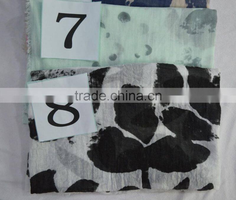 Fashion new summer lady print floral dot rayon 100%viscose hot scarf