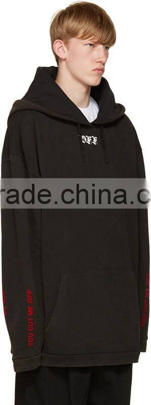 French terry hoodie at hood Text emdroidery printed in white at frontrib knit cuff rib knit hem Tonal stitching 100% cotton