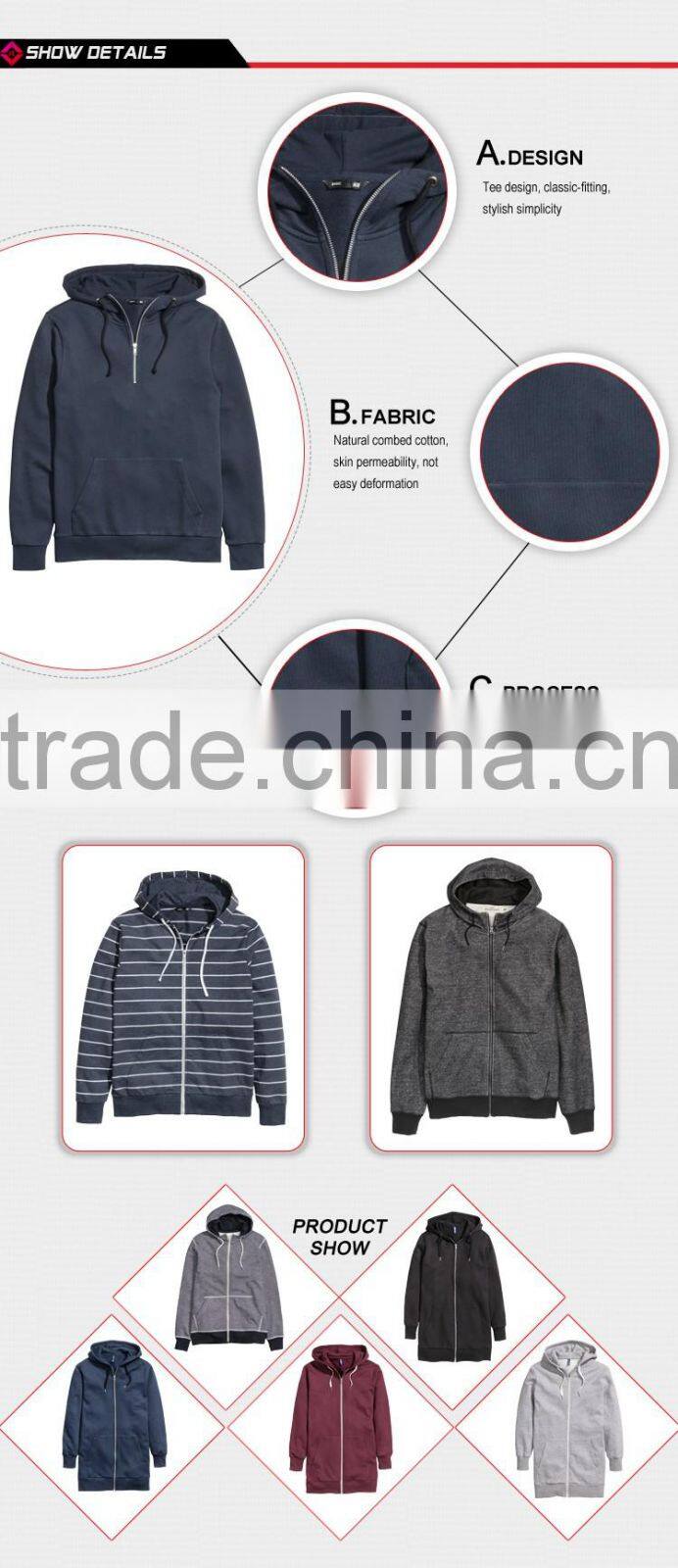 2016 New Winter Style Men's Custom Made High Quality 100% Cotton Fleece hoodie
