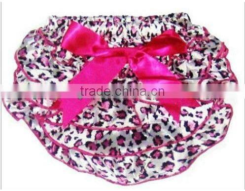 2015 Newest Design! lovely Various color Ruffled Satin Baby's Bloomer/ Diaper cover with lovely Pattern