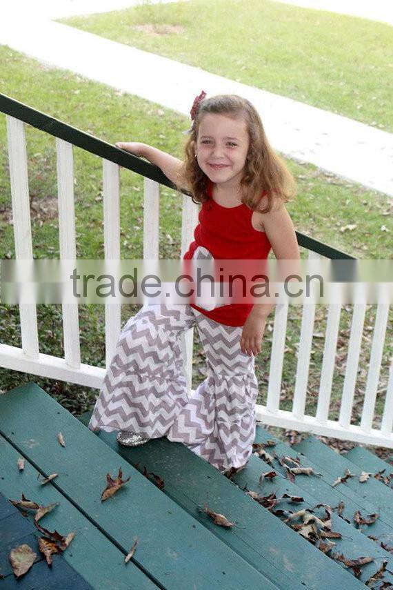Preorder toddle kid girls grey chevron capri pants Children legging autumn flared trouses kids bell bottom trousers in stock