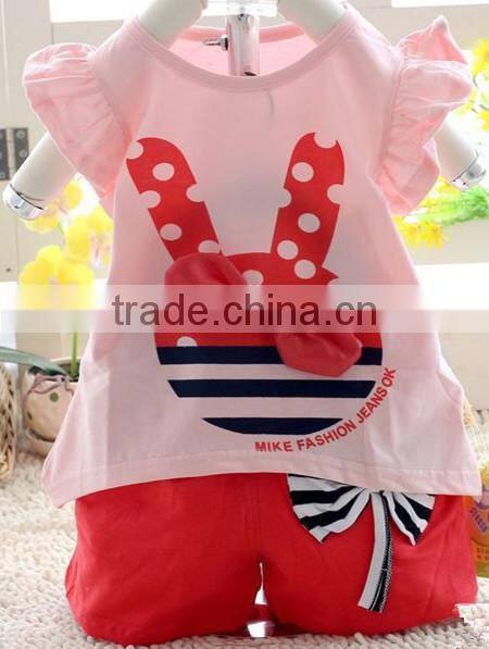 Girls sweet cotton outfit rabbit suit for Spring toddler cotton clothes set boutique kids outfits wholesale clothing in stock
