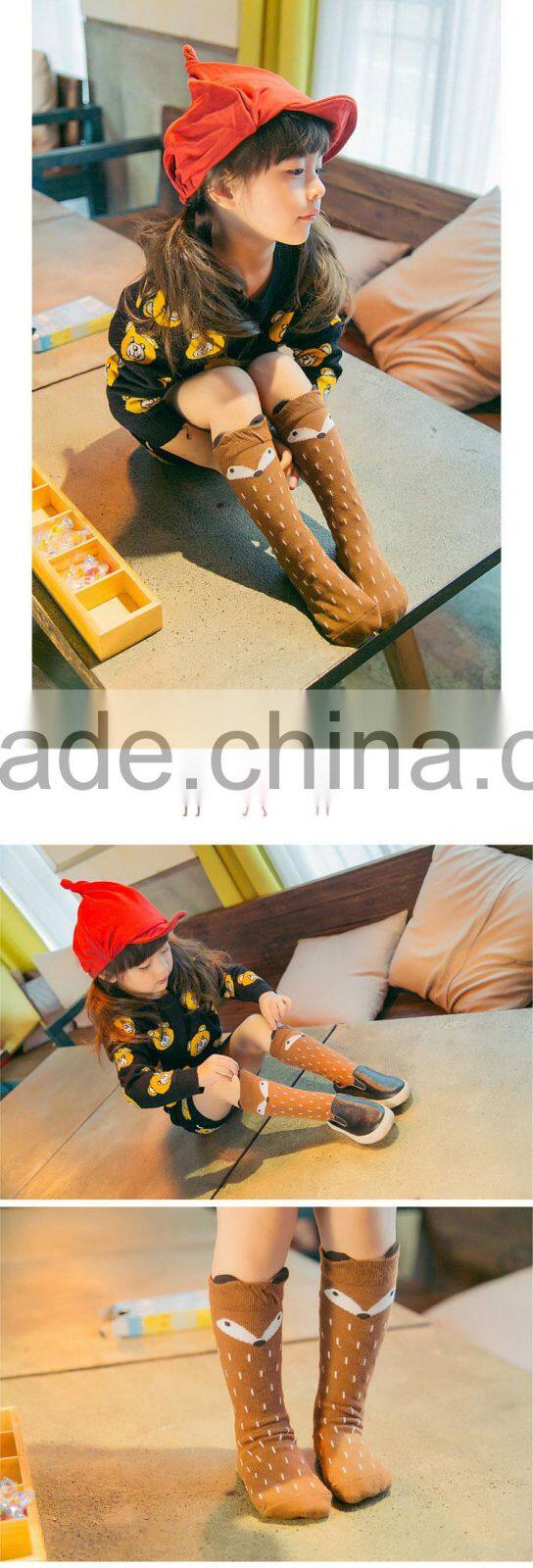 wholesale soft anti-slip toddler knee high fox scoks