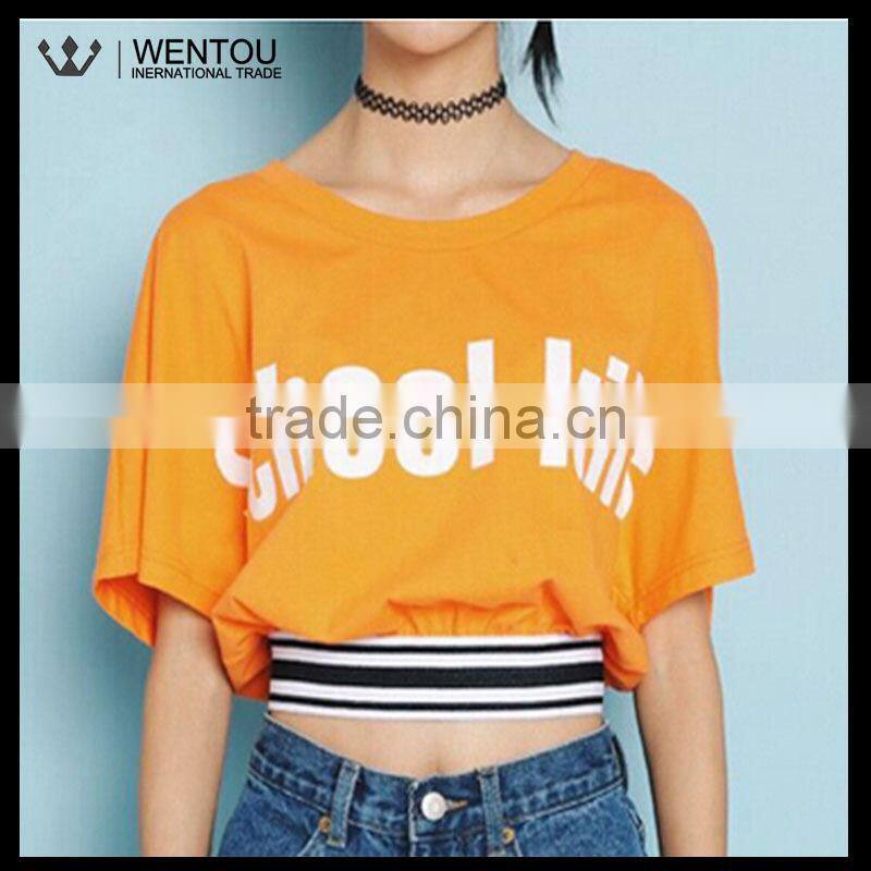 New Arrival Orange Round Collar Girls Sport T Shirt