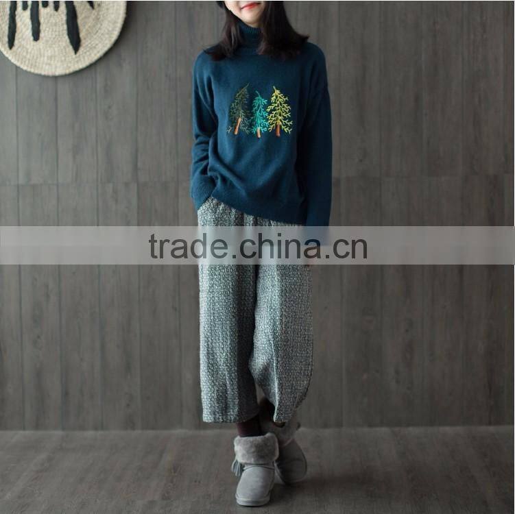 2017 NEW design christmas sweater christmas tree Embroidery turtleneck Customized sweater