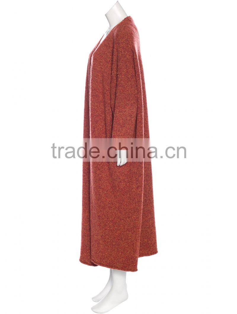 Natural Neck Woolen Ladies Women Pajamas Sleepwear Robe with Dropped Shoulders