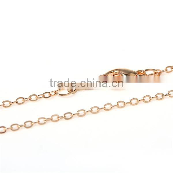 Copper Jewelry Chain Necklace Oval 18K Gold Plated Link Cable Chain With Lobster Claw Clasp 42.0cm long