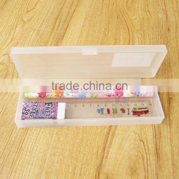 Curtom logo print transparent colorful plastic pencil case pen boxes