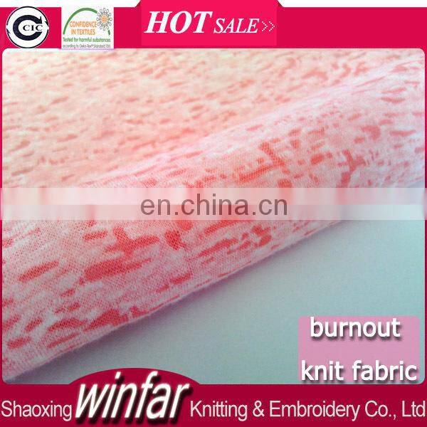 Winfar Textile Hot Sale CVC Polyester Cotton Jersey Knitted Burn Out Fabric