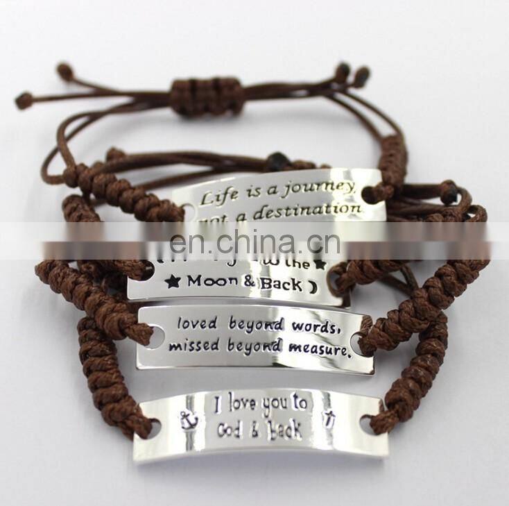Personlized inspirational Leather engraved Bracelet
