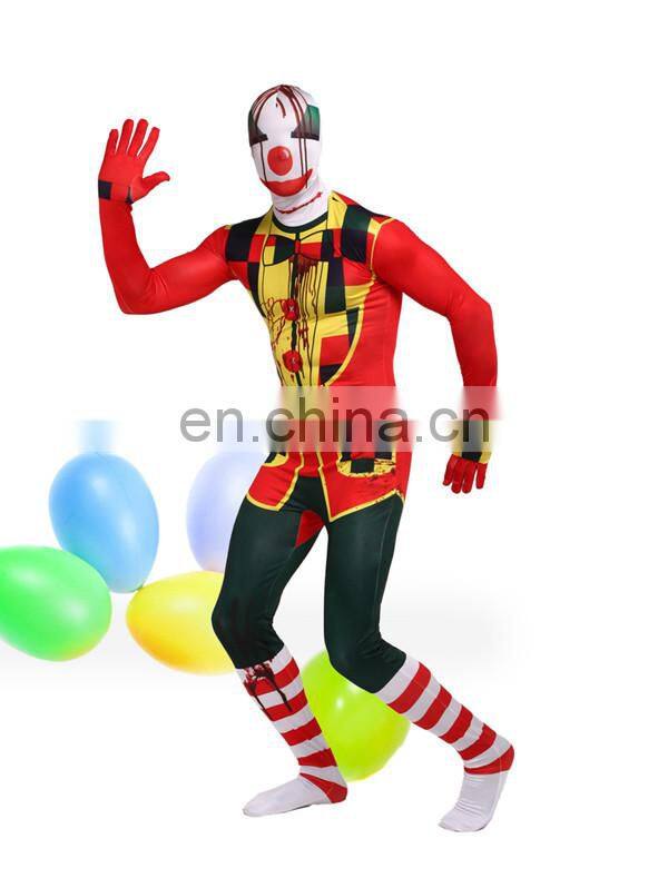 Harley Quinn Halloween Lycra Joker Jester Clown Zentai Full Suit Costume Fetish