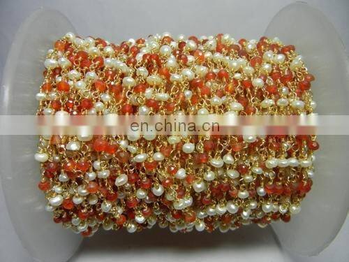 Blue Chalcedony 6mm Gemstone Beaded Chain