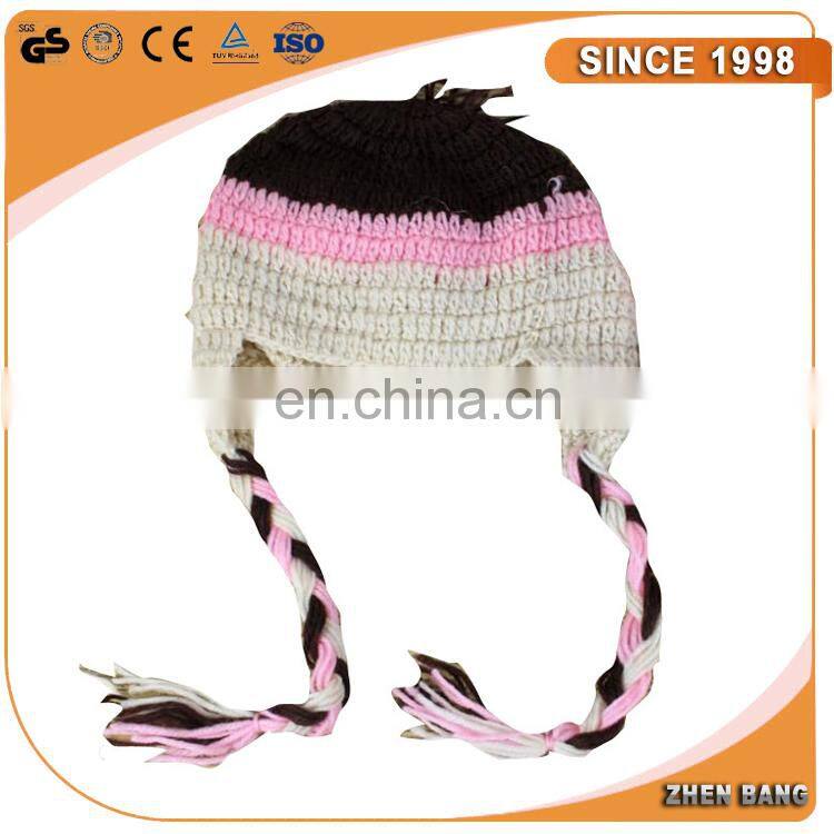 Custom winter hand knitted crochet wool girl baby hat