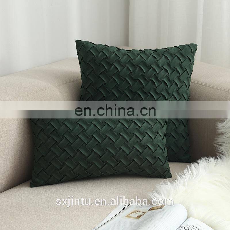 Woven Velvet Throw Cushion Case Pillow Cover with Invisible Zipper