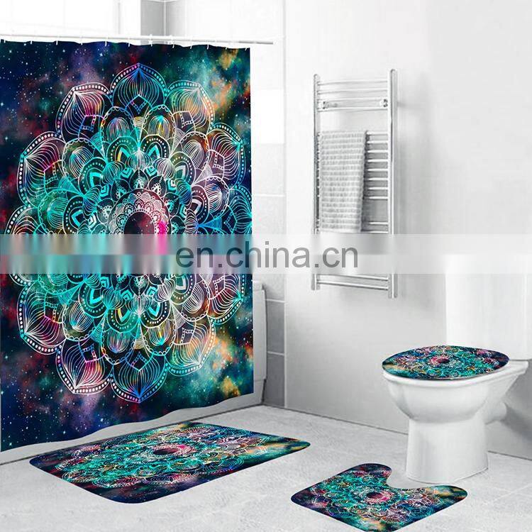Decorative Flower Bath Shower Curtain Set, Fancy African American Women Bathroom Shower Curtain With Hooks